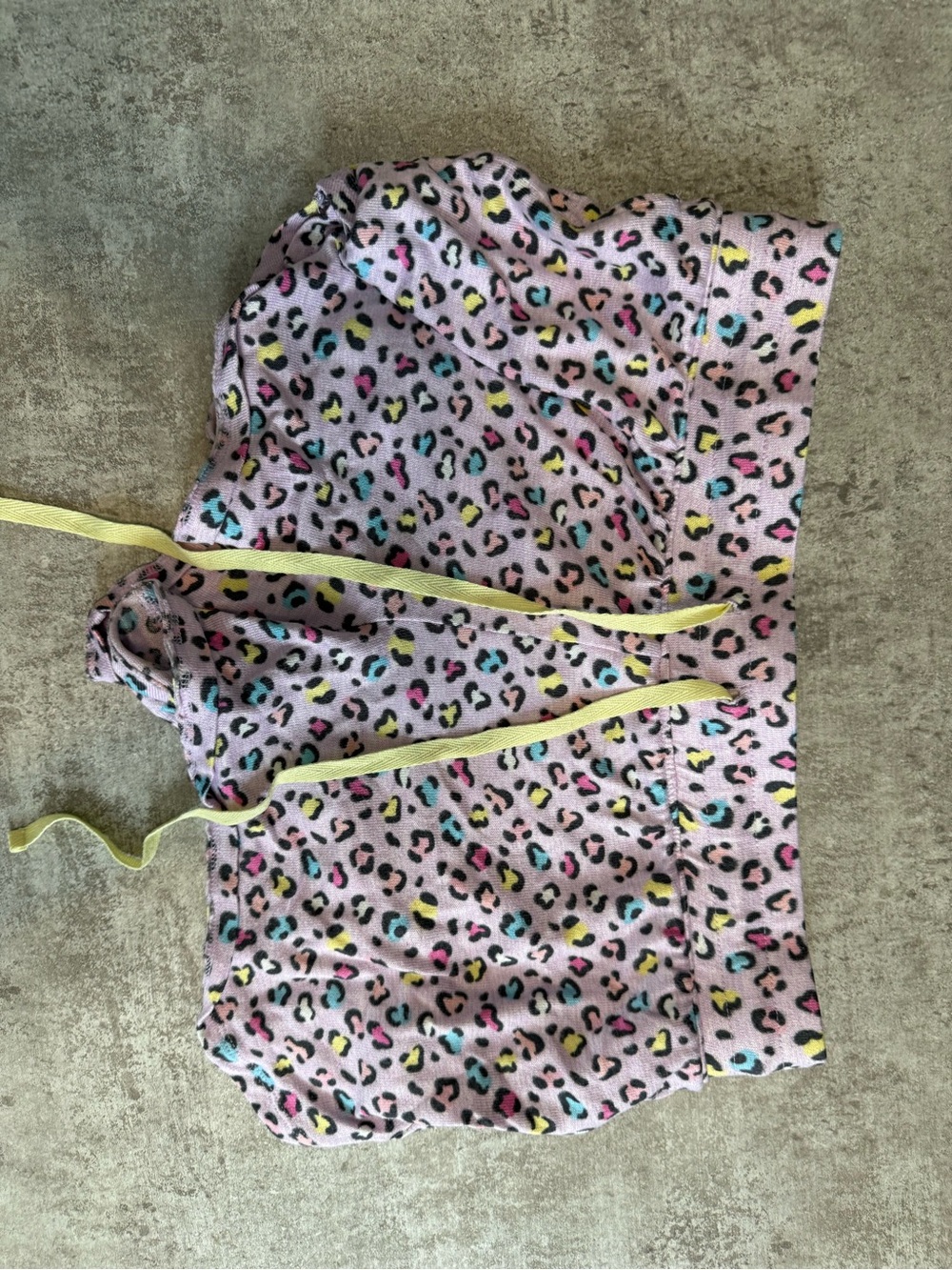 Women’s Pink Leopard Fleece Pajama Shorts with Yellow Drawstring